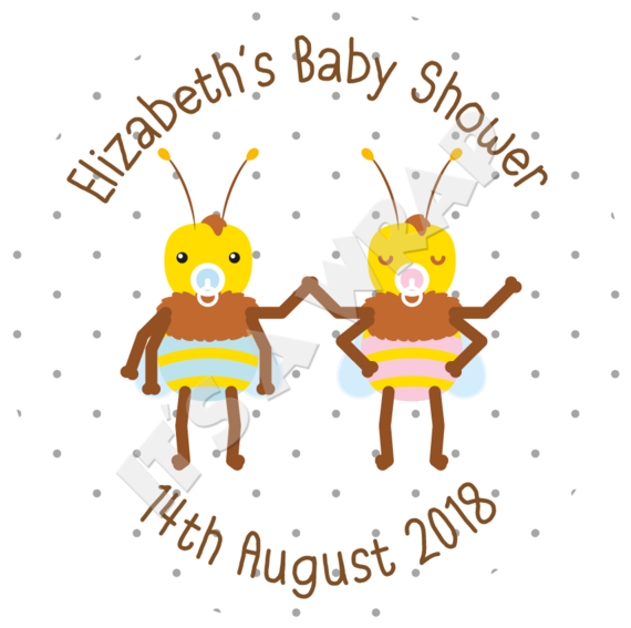 Baby Shower Bees Sweet Cone Stickers - Baby Shower (580x580)