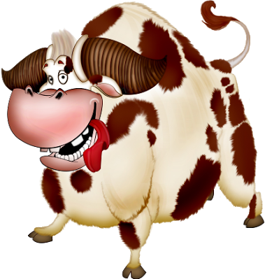 Farm Animals Clipart Funny Cow - Cattle (379x399)