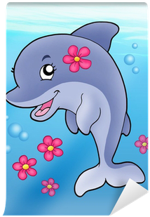 Fotomural Delfín Lindo De La Muchacha En El Mar • Pixers® - Cute Dolphin Cartoon (400x400)
