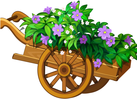 Garden Clipart Transparent - Wheelbarrow With Flowers Clipart (440x330)