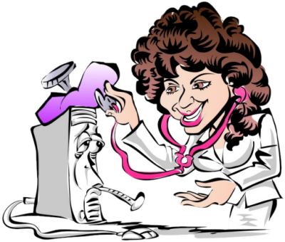 Computer Repair Girl Cartoon (400x340)