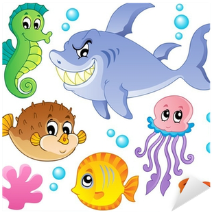 Sea Fishes And Animals Collection 4 Sticker • Pixers® - Frutos Do Mar Em Desenho (400x400)