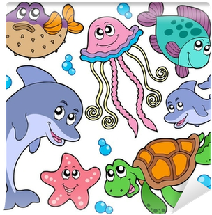 Sea Fishes And Animals Collection Wall Mural • Pixers® - Sea Creatures Clipart (400x400)
