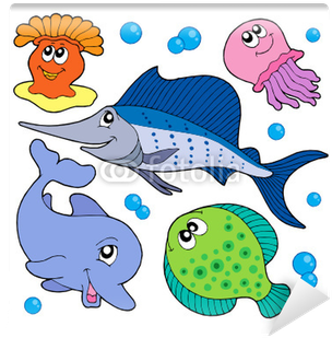 Cute Marine Animals Collection 2 Wall Mural • Pixers® - Cute Cartoon Sea Animals (400x400)