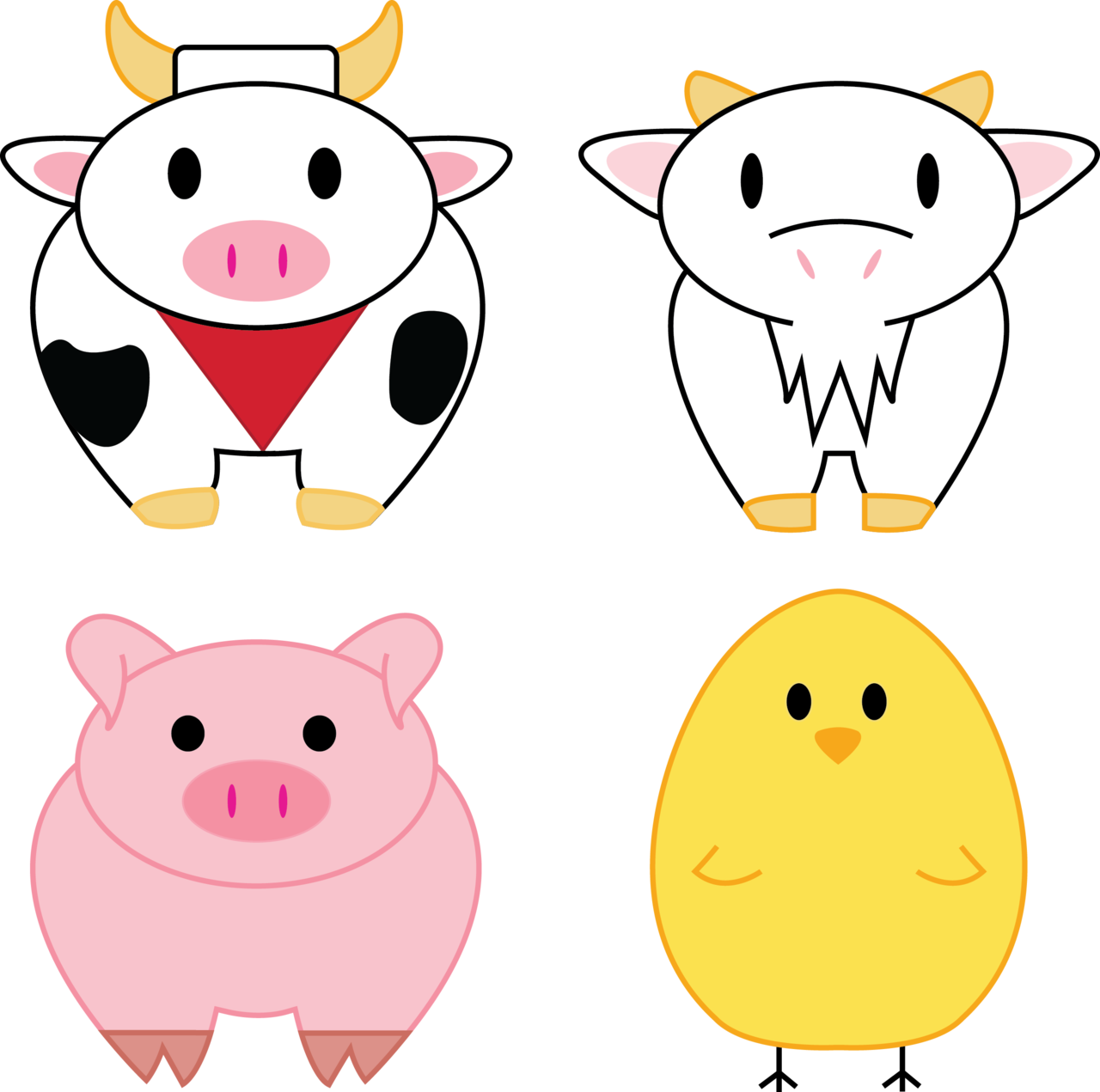 Farm Animals By Mara The Raccoon - Png Farm Animals (1280x1271)