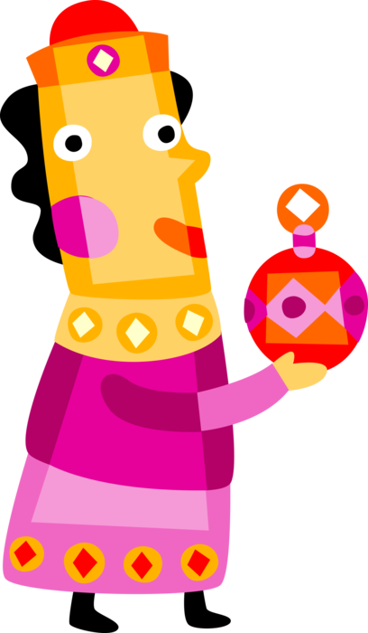 Vector Illustration Of Wise Man Magi Visits Jesus Nativity, - Illustration (408x700)