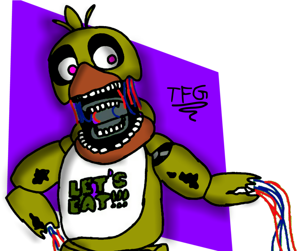 Withered Chica By Thatfnafgamer - Cartoon (987x809)