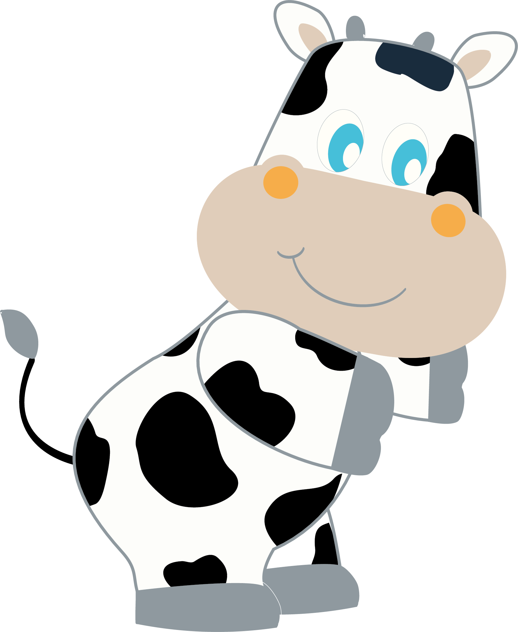 Dairy Cattle Computer File - Cow Cartoon Png (1758x2145)