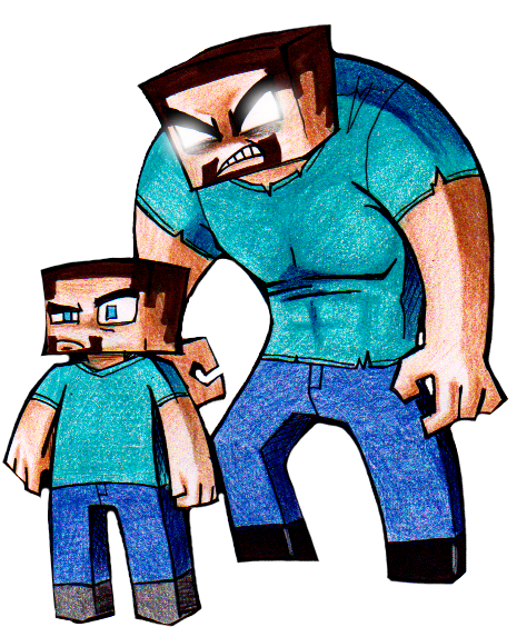 Steve And Herobrine By Cageyshick05 - Herobrine I Steve (487x584)