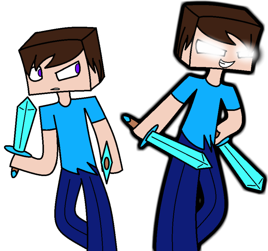 Minecraft- Herobrine And Steve By Spectrumrarity - Cartoon (949x881)