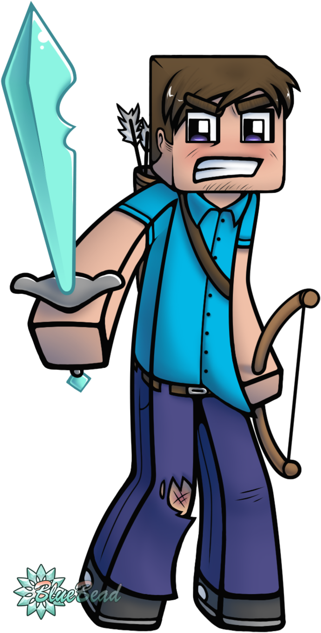 By Bluebead - Minecraft Cartoon Png (637x1254)