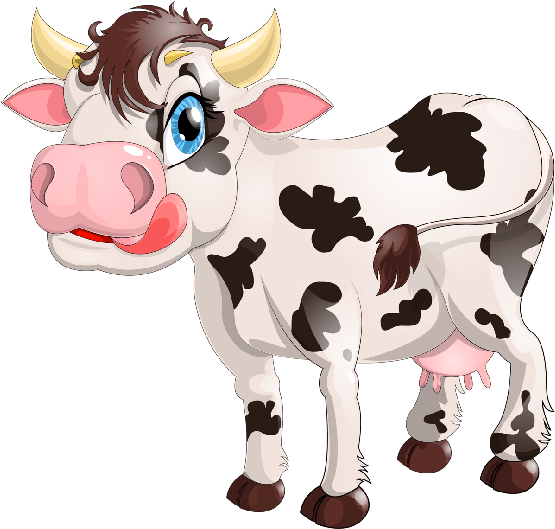 Cute Cartoon Farmyard Cows Clip Art Images - Dairy Cow Cow Milk Cartoon (600x600)