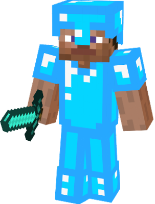 Minecraft Clipart Diamond Skin - Minecraft Steve With Diamond Armor (303x400)