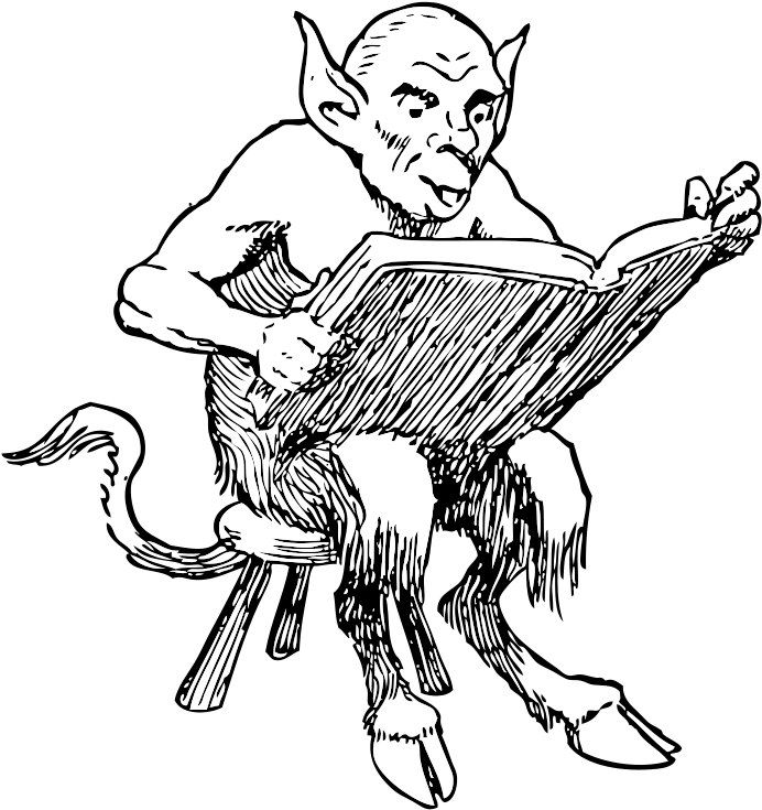 Stool Clip Art Download - Demon Reading (780x800)