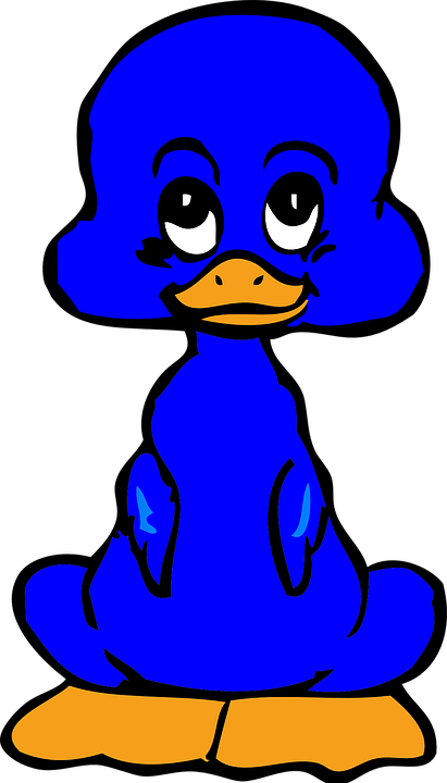 Duckling Clipart Blue - Blue Baby Duck Round Ornament (411x720)