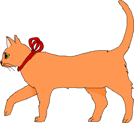 Walking Orange Cat By Bielalabka - Cat Walking Cartoon Png (630x420)