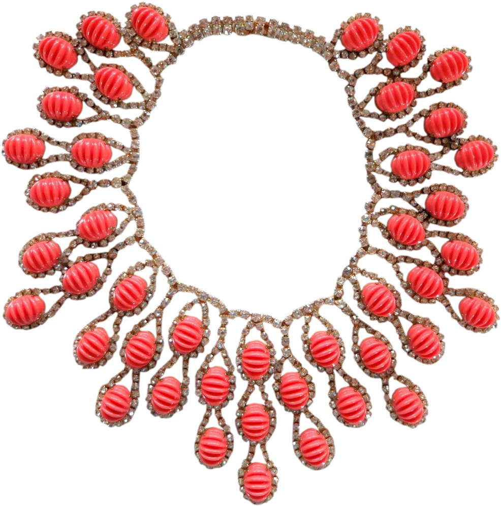 Mimi Di Niscemi Costume Jewelry Faux Carved Coral Cabochon - Needlework (996x996)