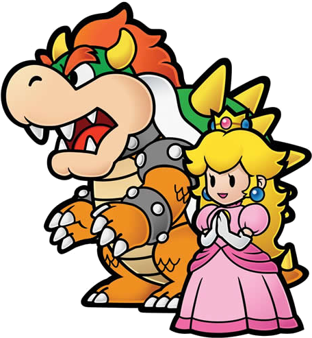 Mario And Princess Peach Love, Nintendo, Peach, Mario, - Paper Mario Bowser And Peach (481x551)