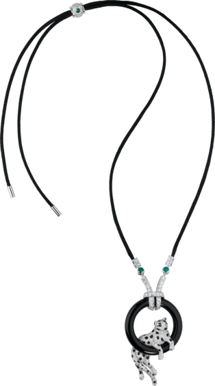 Panthère De Cartier Necklace Platinum, Emeralds, Onyx, - Cartier Panther Pendant (314x564)