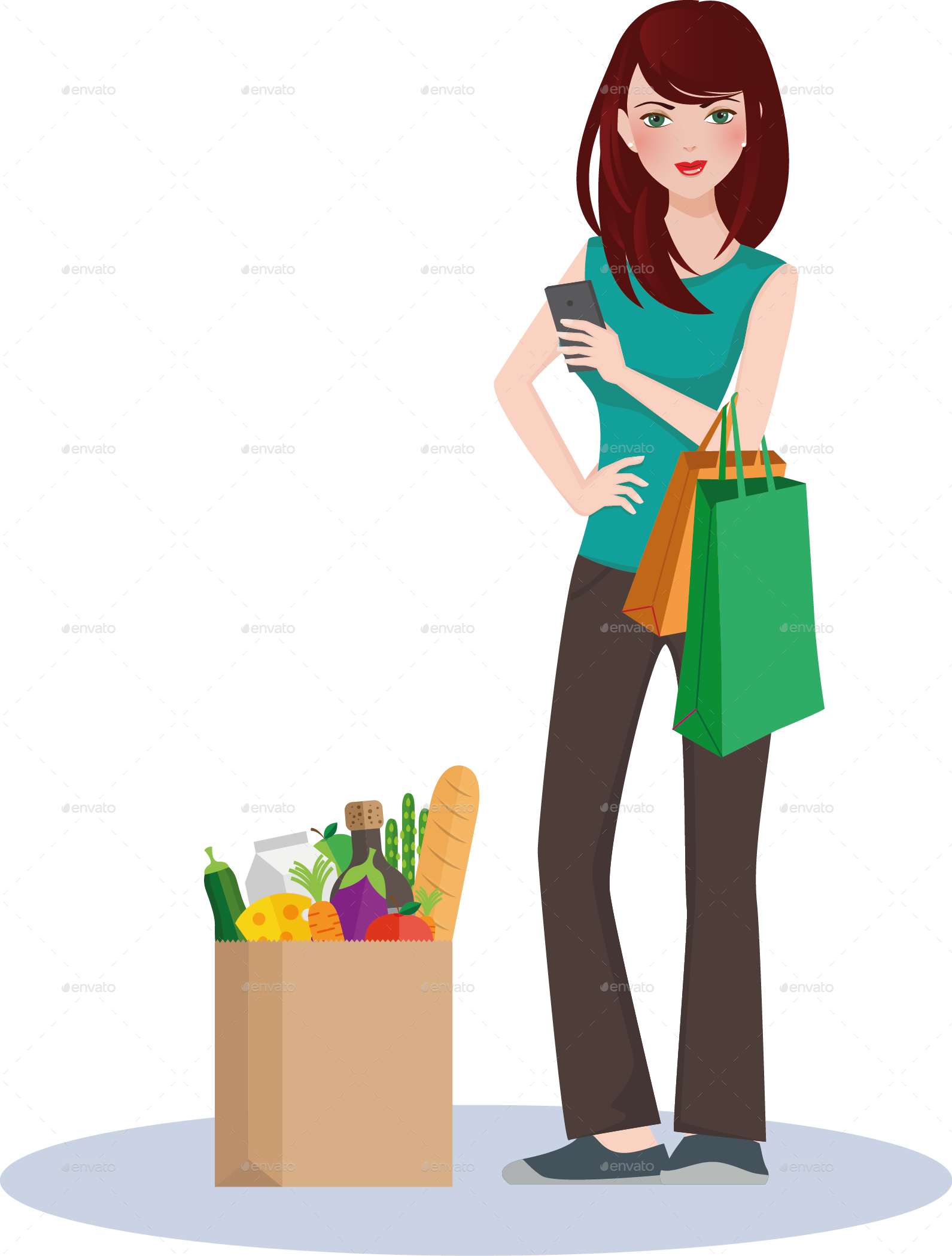 Shopping Girl 1 Shopping Girl 1 Shopping Girl 2 - Vector Graphics (1591x2099)
