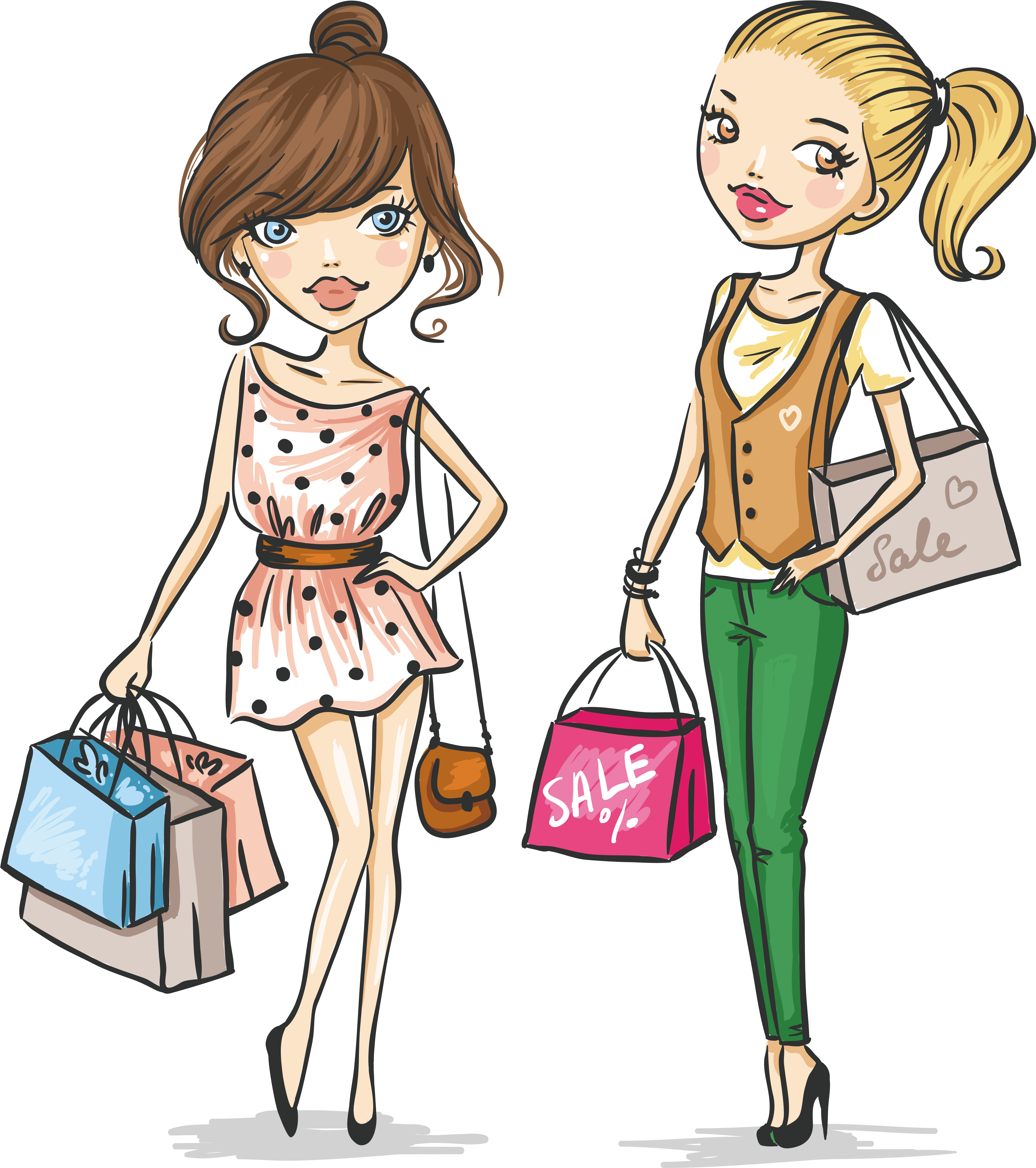 Fashion Cartoon Girl Illustration - Fashion Cartoon Girl Illustration (6944x7144)