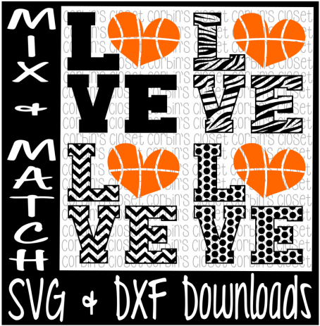 Love Heart Basketball Mix & Match Cutting File By Corbins - Poster (720x480)