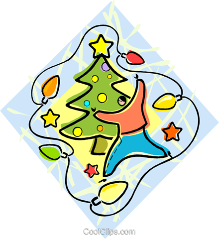 Christmas Tree Royalty Free Vector Clip Art Illustration - Christmas Tree Royalty Free Vector Clip Art Illustration (440x480)
