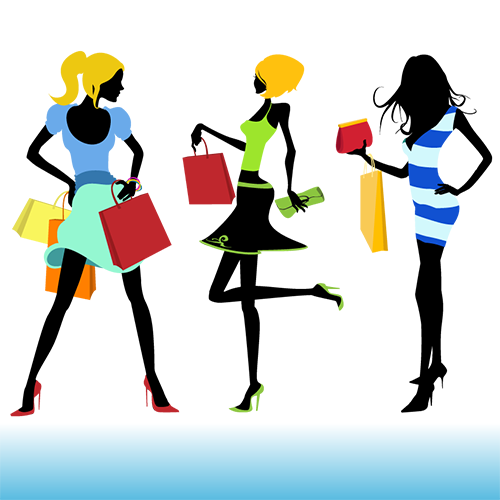 Shopping Women Girls People Vector Illustrations - Shopping Girl (500x500)