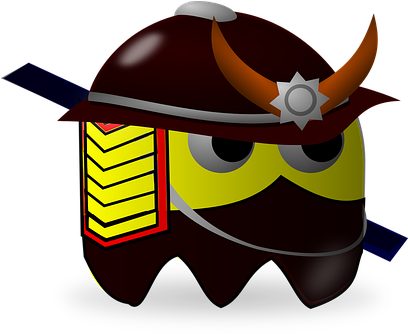 Samurai Japanese Pacman Pac-man Cartoon Sa - Pacman Pixabay Logo (1280x1067)