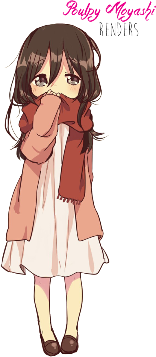 Anime Little Girl Brown Hair Render By Poulpy Moyashi - Anime Little Girl Brown Hair Render By Poulpy Moyashi (645x1237)