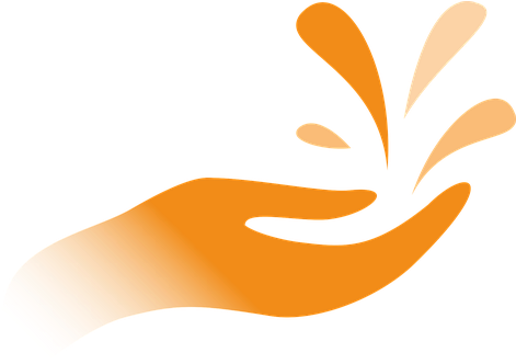 Hand Drops Water Stylized Orange Wet Costs - Gotas De Agua Png (470x340)