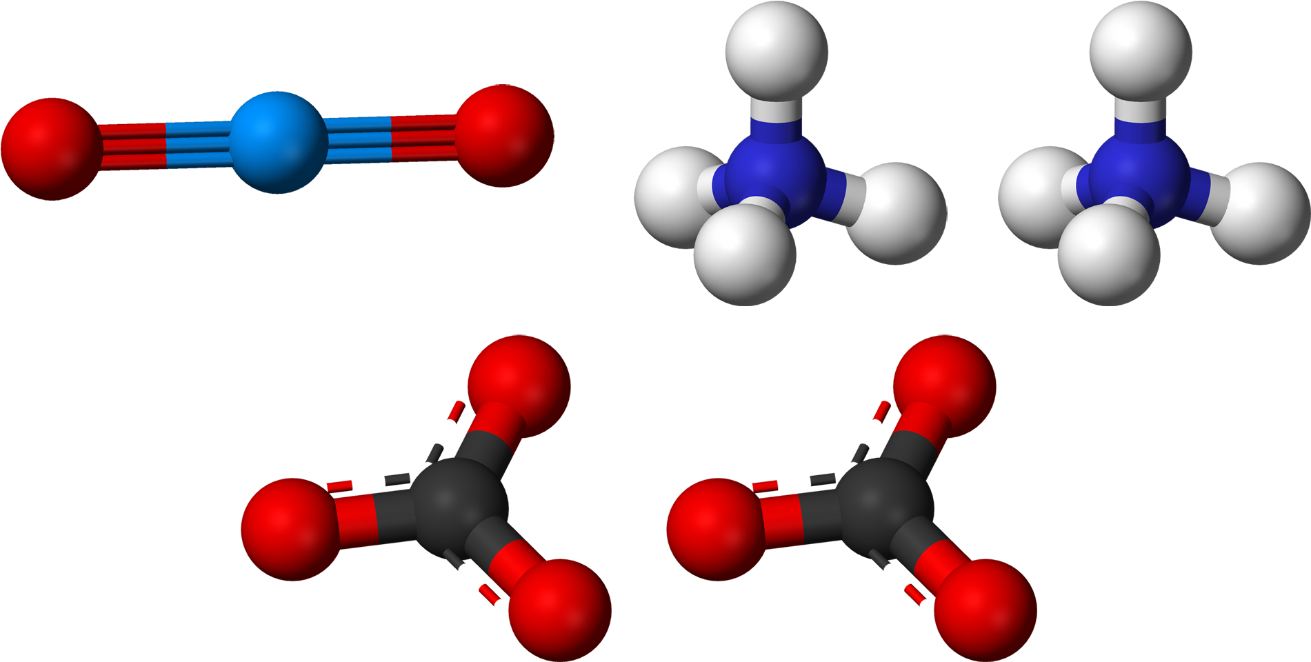 Ammonium - Clipart - Carbonate Molecule (2000x1059)