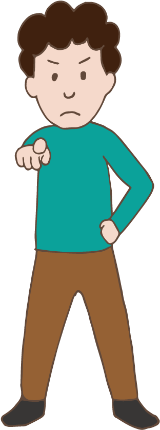 A Man Pointing To A Person - Person (595x842)