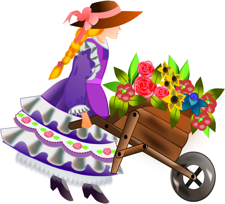 Get Notified Of Exclusive Freebies - Wheelbarrow With Flowers Png (800x721)
