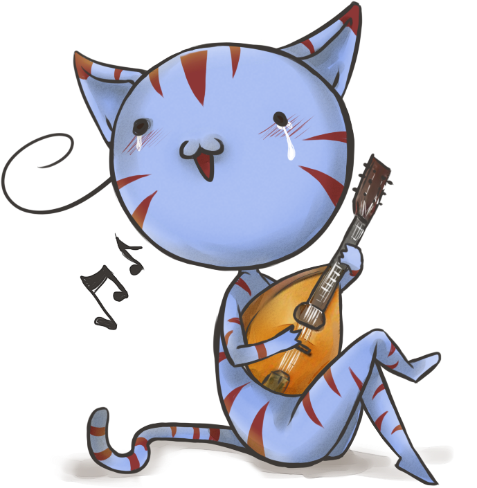 Mandolin Cat By Alganori - Cartoon (798x785)