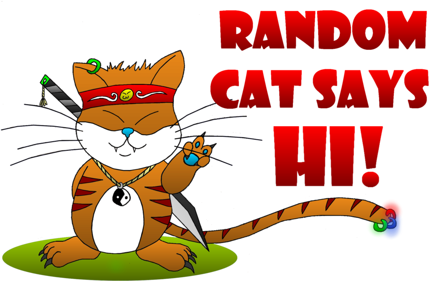 Random Cat Says Hi By Pouchnoubout - Grandmom Tile Coaster (900x581)