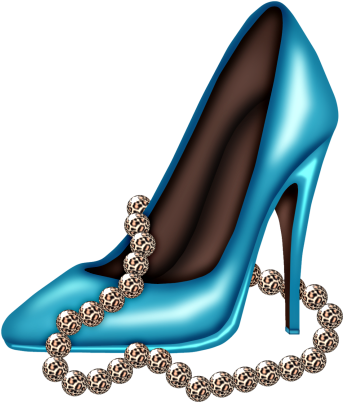 Tacon Azul Con Perlas - Zapatilla Azul Dibujo Png (465x465)