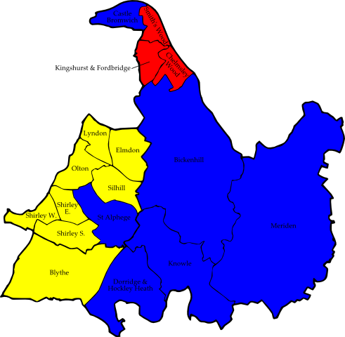 A Map Of The Results Of The 2007 Solihull Council Election - Solihull Borough Map (491x480)