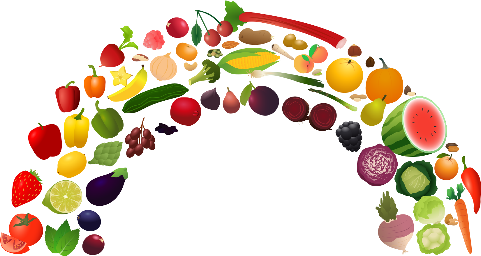 Download Food Clip Art - Fruit And Vegetable Rainbow (1751x912)