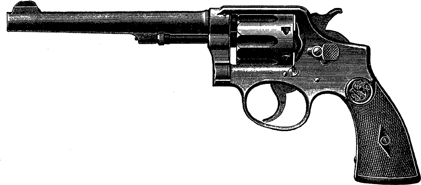 Revolver Gun Antique Illustration Drawing Digital Download - Revolver (1600x798)