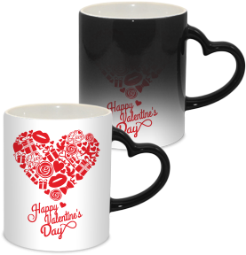 Big Heart Love Valentine Day Heart Handle Black Magic - Magic Mug Heart Handle (284x426)
