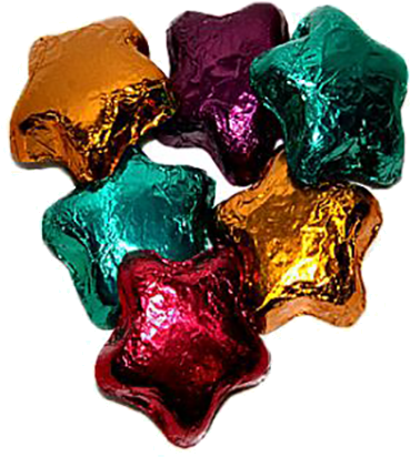 Assorted Color Foil Wrapped Dark Chocolate Stars - Teanparent Chocolate Color Roses (500x500)