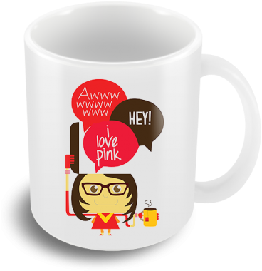 I Love Pink Coffee Mug - Coffee Cup (400x400)