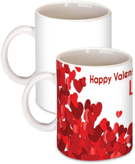 Red Happy Valentine Day Coffee Mug - Valentine Day Copul Mug (284x426)