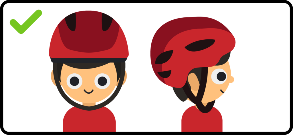 Proper Bike Helmet Position - Cartoon (1024x473)