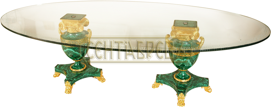 Table Glass, Malachite, Bronze, Gilding - Antique (968x420)