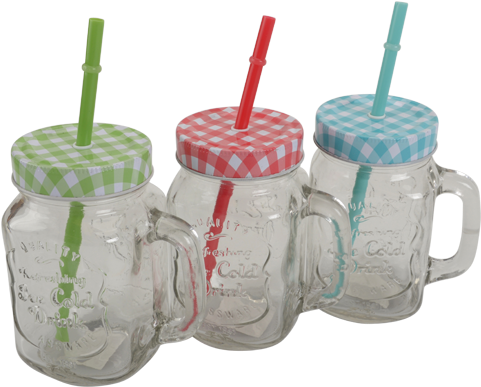 Lid Drinking Straw Table-glass Jar - Lid Drinking Straw Table-glass Jar (500x500)