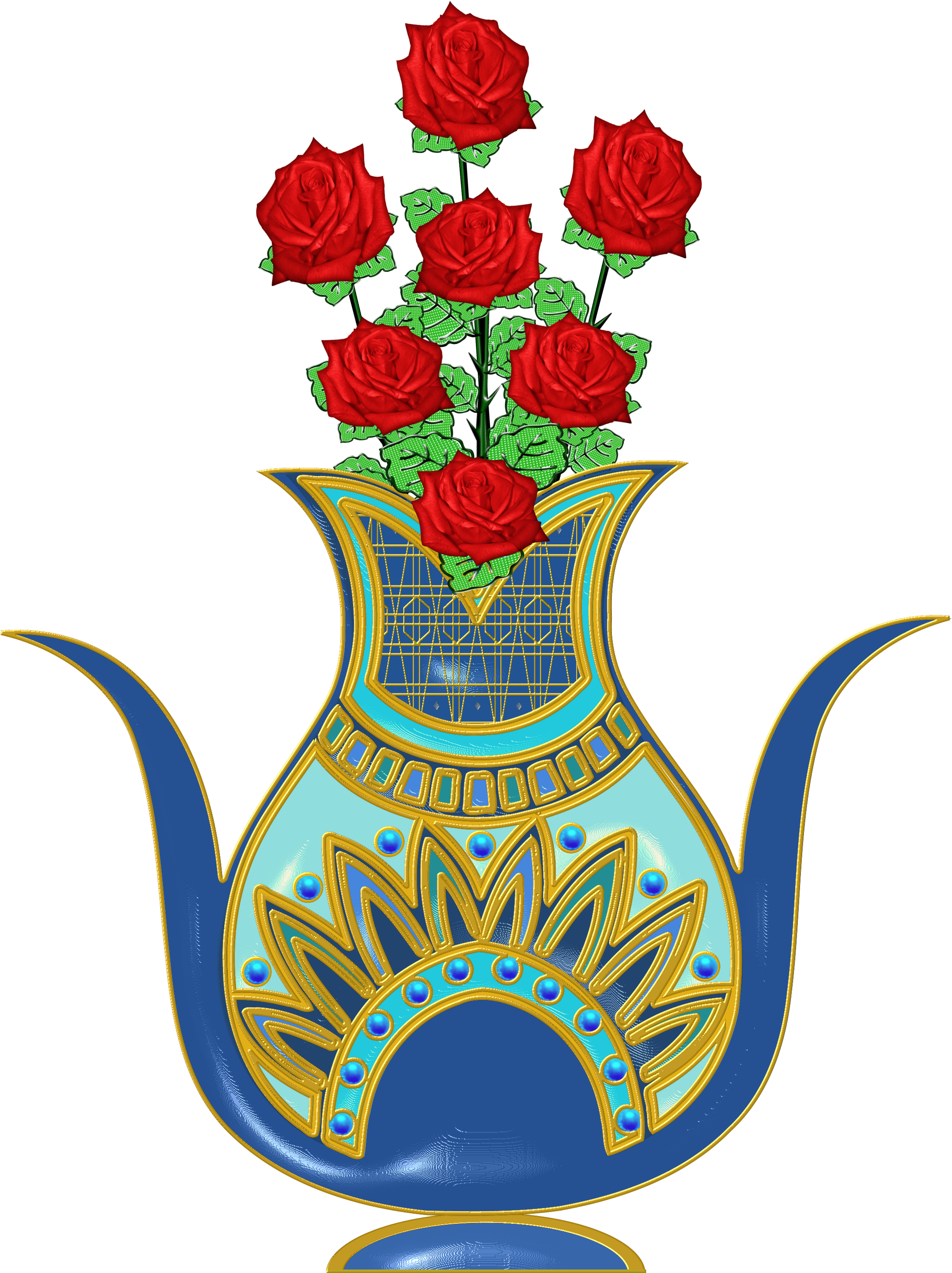 Flowerpot Flowering Plant Table-glass Clip Art - Hybrid Tea Rose (2618x3000)