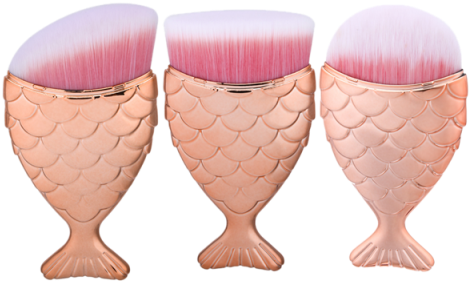 3 Pièces Ensemble De Pinceaux À Maquillage À Manches - Gearbest 3pcs Wide Mermaid Handle Makeup Brushes Set (480x640)