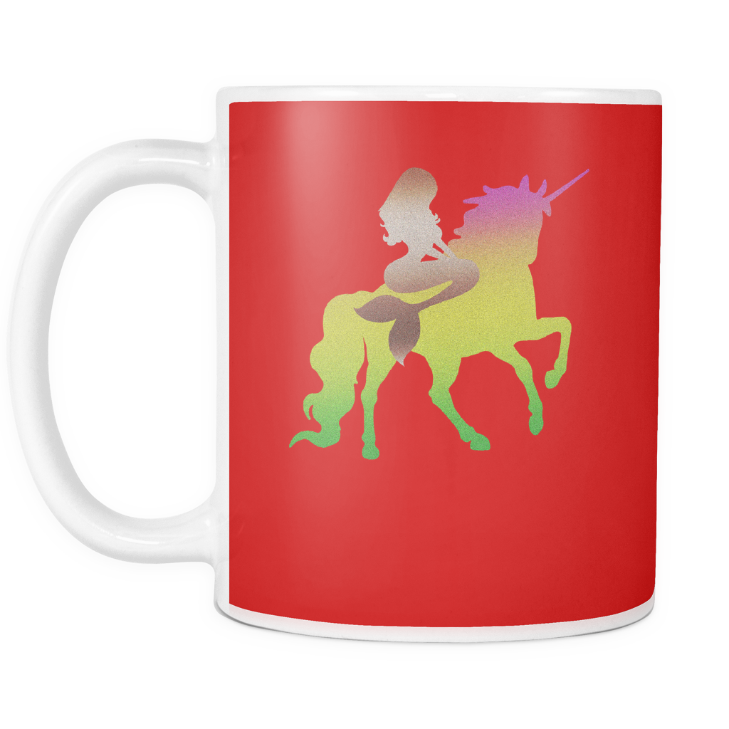 Magical Mermaid Riding Unicorn Mug - Unicorn (1024x1024)